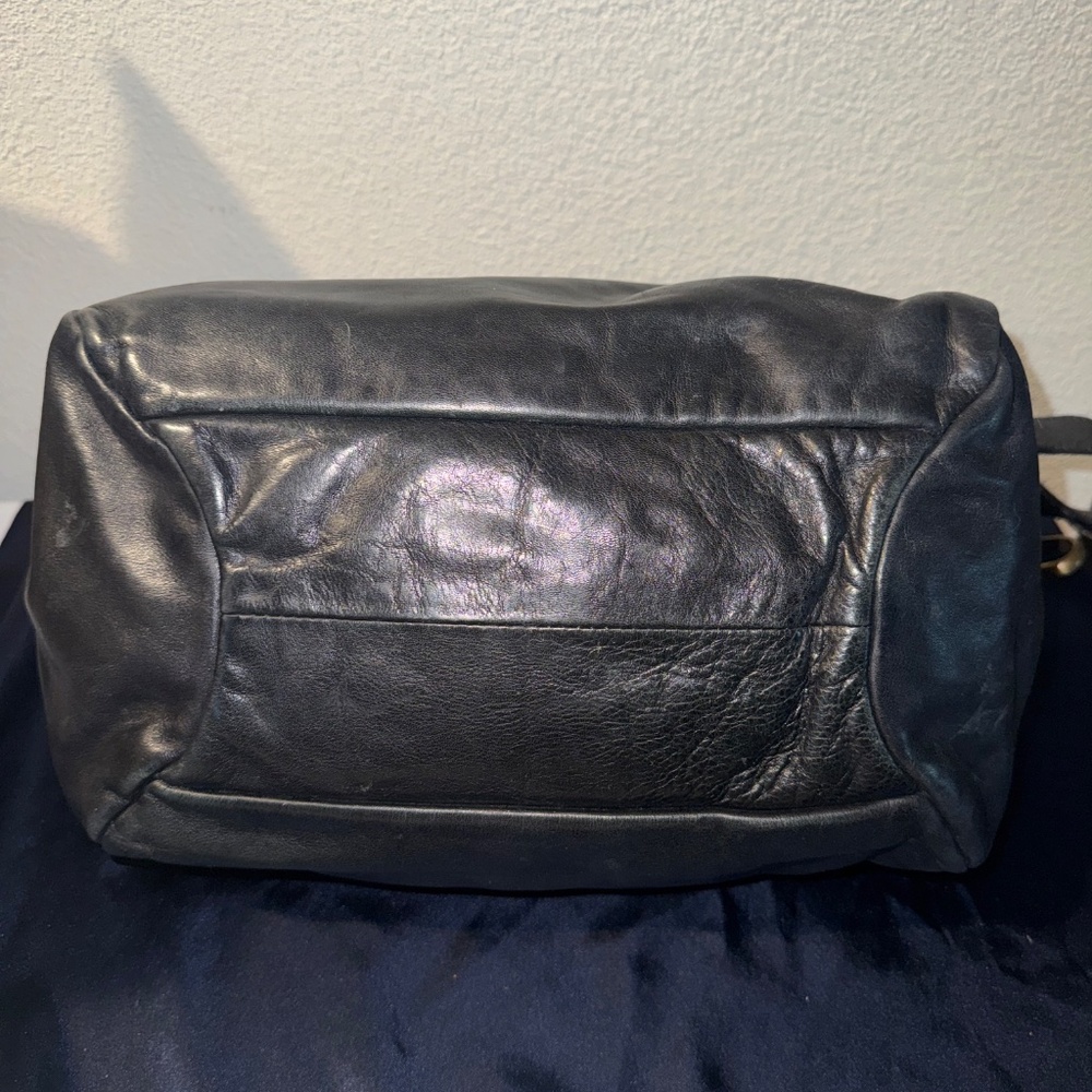 Francesca Biasia Black Leather Satchel Handbag EUC - Picture 5 of 13